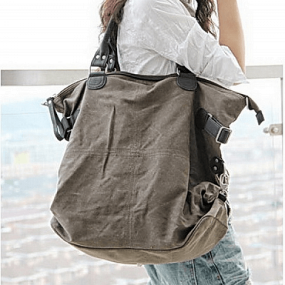 KA4 KOUKO HIPSTER ™ grand sac bandoulière en toile, de corps croisé. Unisexe. Café / bleu 